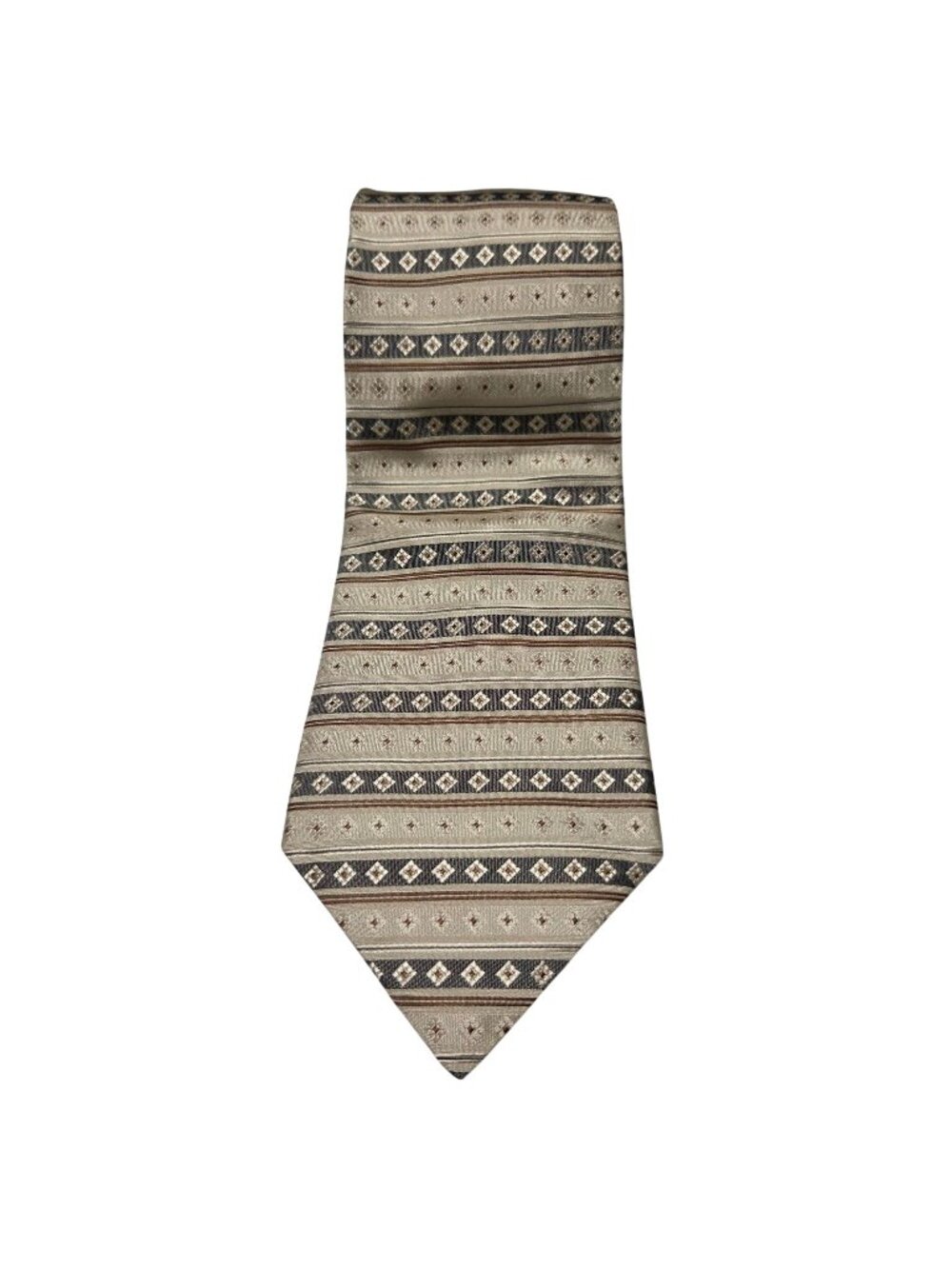 Croft & Barrow Tie Brown Tan Geometric Mens Necktie Menswear Business Career